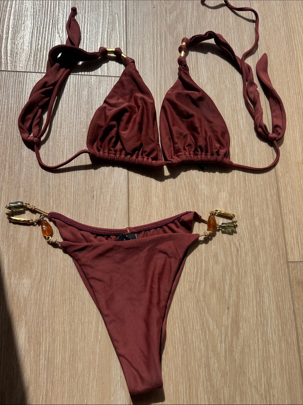 Vix Paula Hernany Women’s Triangle Bikini Set with Gold Accent